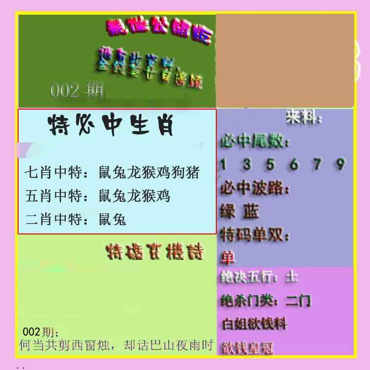 002期波肖门尾最佳公开版[图]