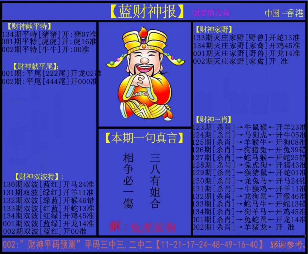 002期蓝财神[图]
